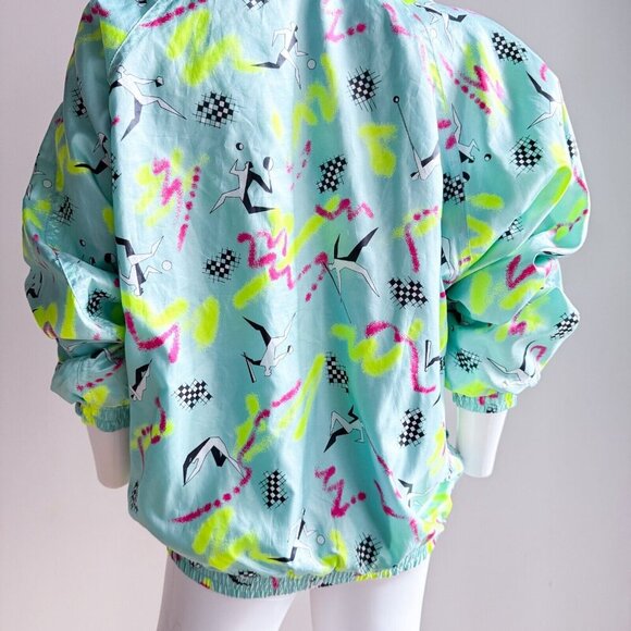 Vintage Puma Volleyball Print Turquoise Bright 2 Piece Warm up Track Suit 42/M - Picture 9 of 16
